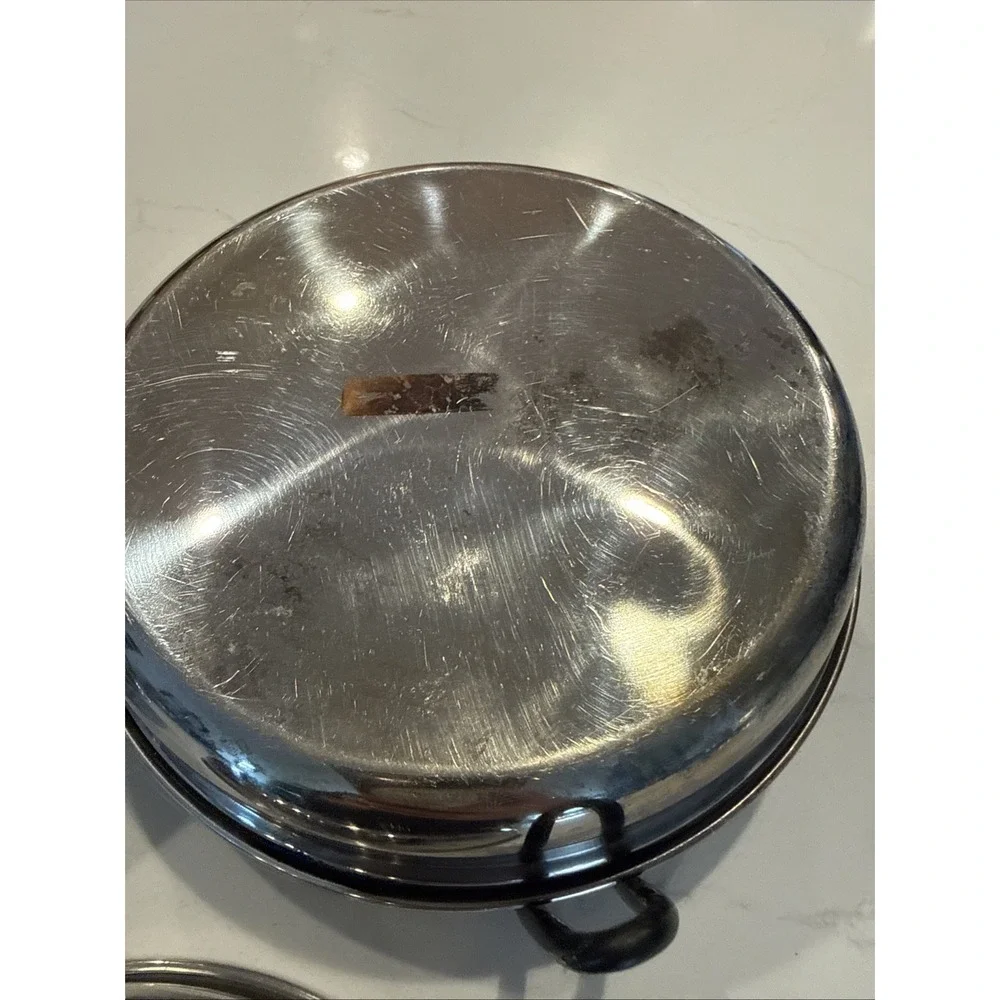 Vtg Stainless Steel Camping Mess Kit Nesting Cookware 3 Pc Set Hiking Packable